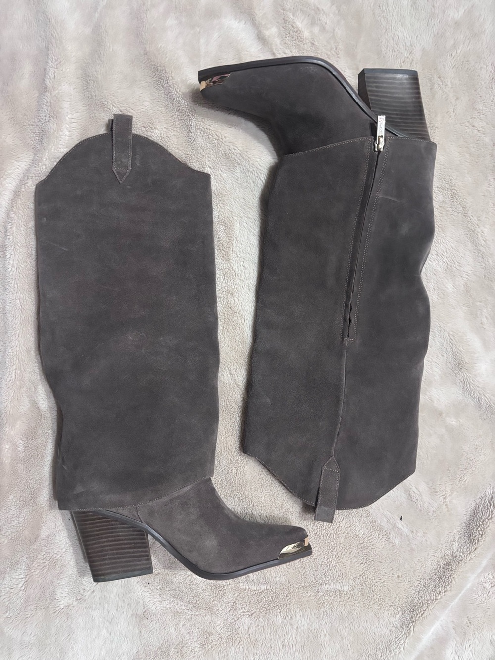 Women's Tall Suede Western Heel Boots - Brown